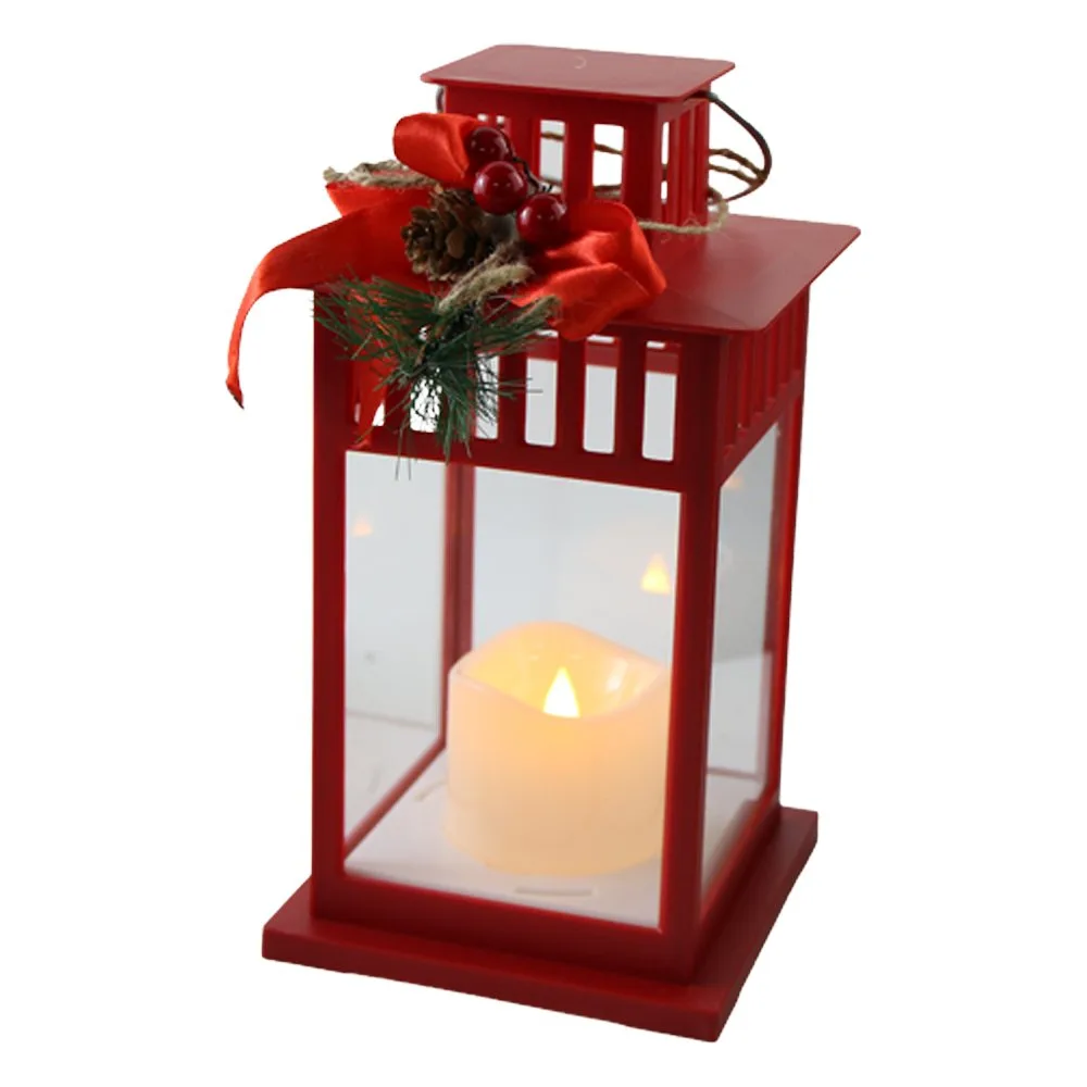 Felinar decorativ de Craciun cu lumanare LED 12x22 cm