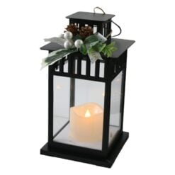 Felinar decorativ de Craciun cu lumanare LED 12x22 cm