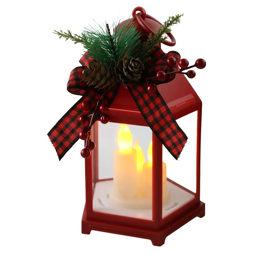 Felinar decorativ de Craciun cu lumanari LED 13x21 cm Felinar decorativ de Craciun cu lumanari LED 13x21 cm