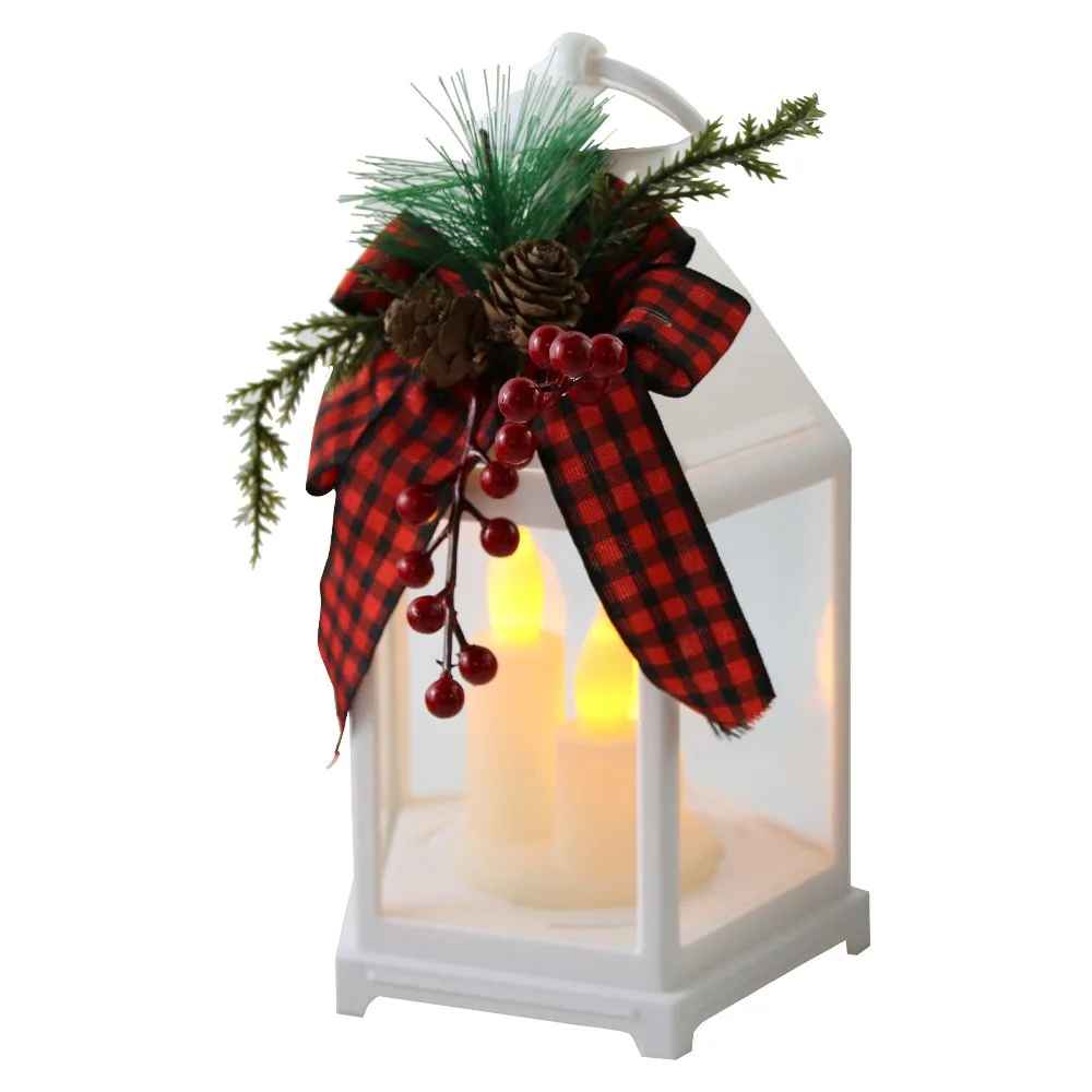Felinar decorativ de Craciun cu lumanari LED 13x21 cm Felinar decorativ de Craciun cu lumanari LED 13x21 cm