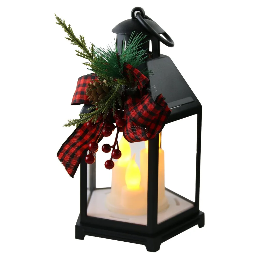 Felinar decorativ de Craciun cu lumanari LED 13x21 cm Felinar decorativ de Craciun cu lumanari LED 13x21 cm