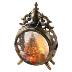 Felinar decorativ de Craciun din plastic cu LED 9x13.5 cm