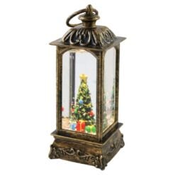 Felinar decorativ de Craciun din plastic cu LED 5x12.5 cm
