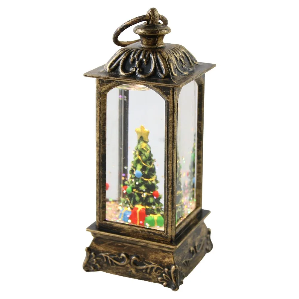 Felinar decorativ de Craciun din plastic cu LED 5x12.5 cm