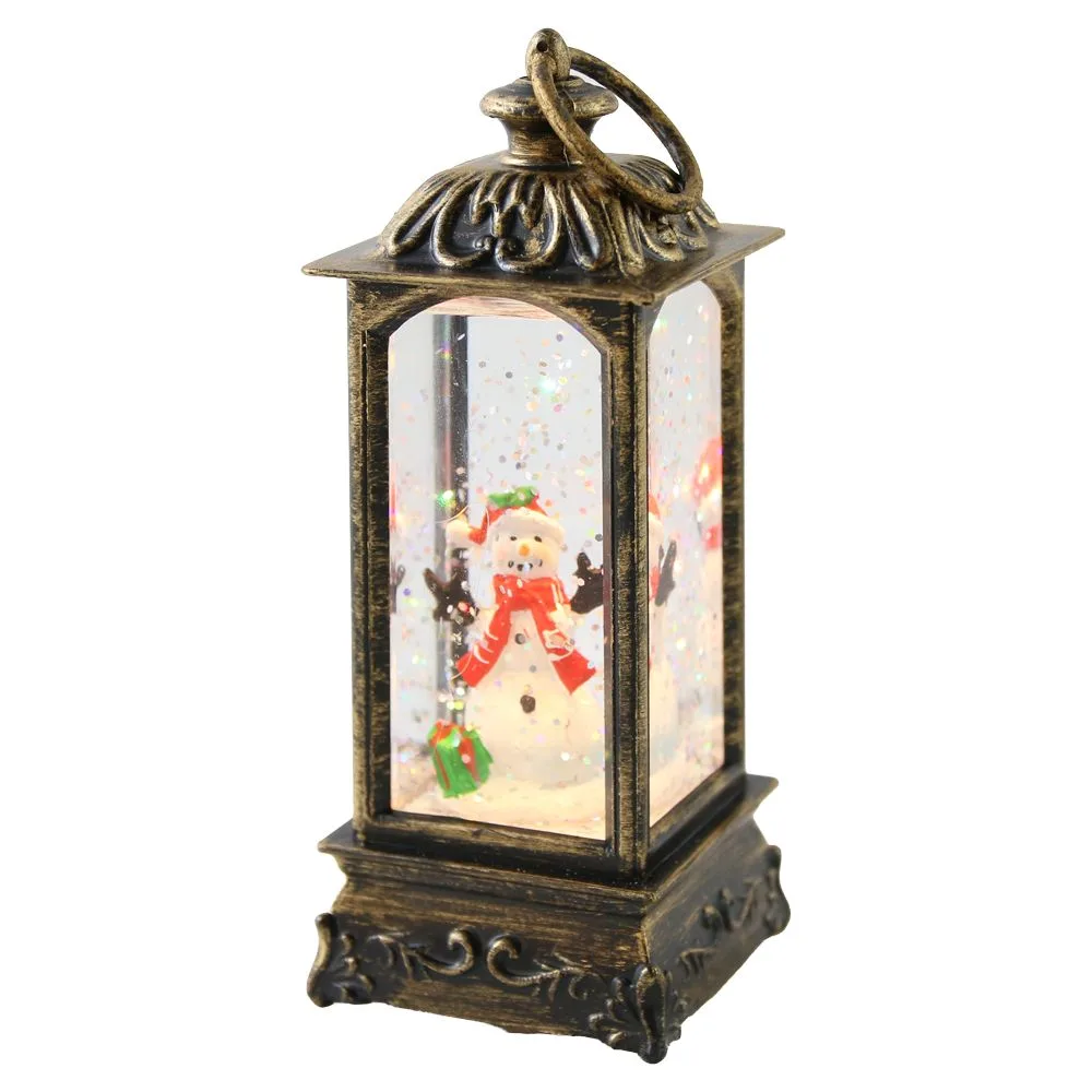 Felinar decorativ de Craciun din plastic cu LED 5x12.5 cm