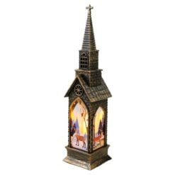 Ornament de Craciun din plastic cu LED Biserica 5x23 cm