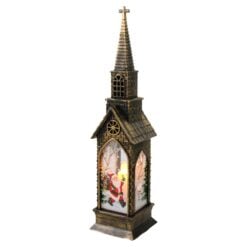 Ornament de Craciun din plastic cu LED Biserica 5x23 cm