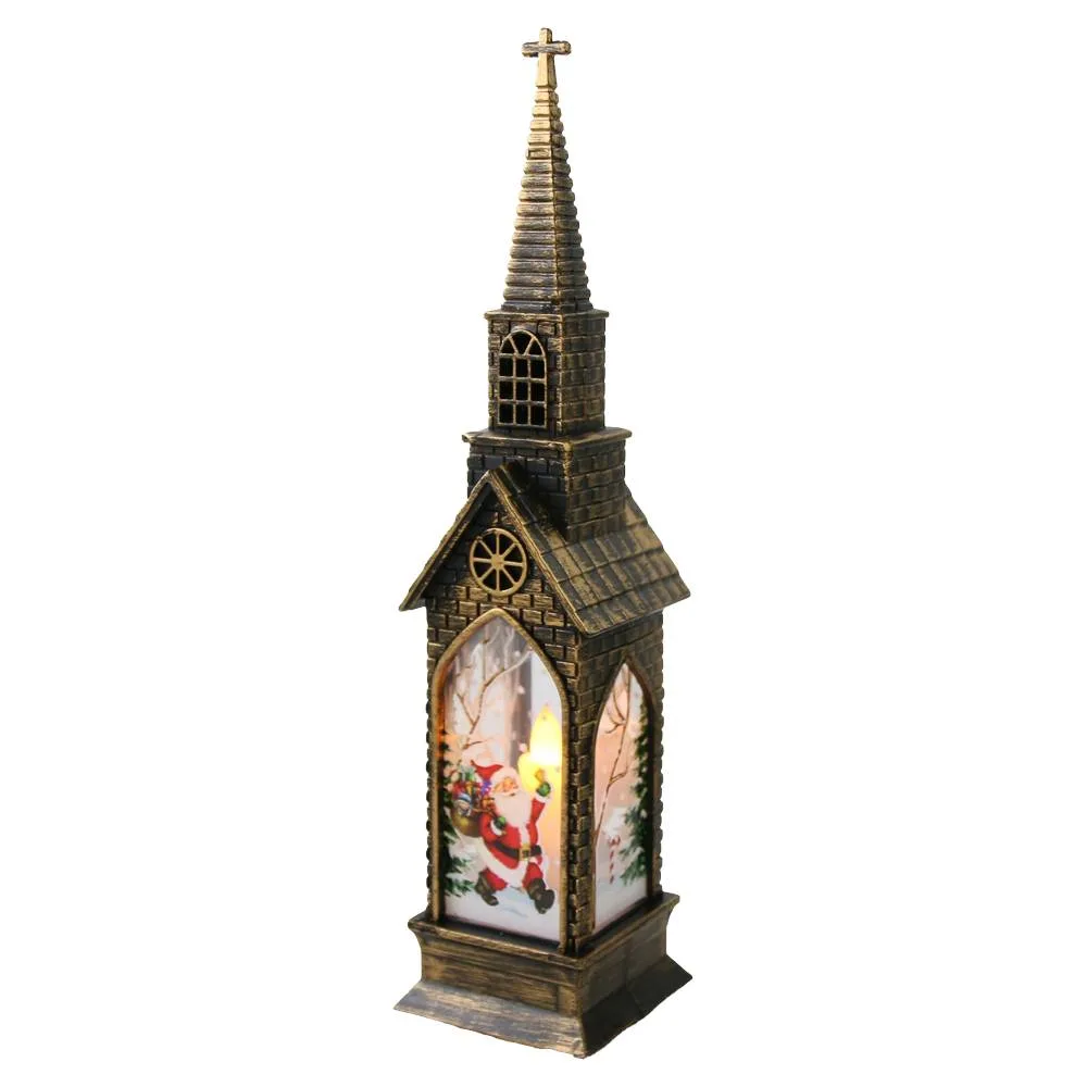 Ornament de Craciun din plastic cu LED Biserica 5x23 cm Ornament de Craciun din plastic cu LED Biserica 5x23 cm