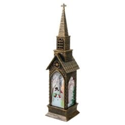 Ornament de Craciun din plastic cu LED Biserica 5x23 cm