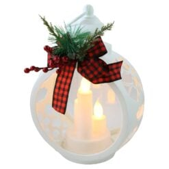 Felinar decorativ de Craciun cu lumanari LED 17x25 cm