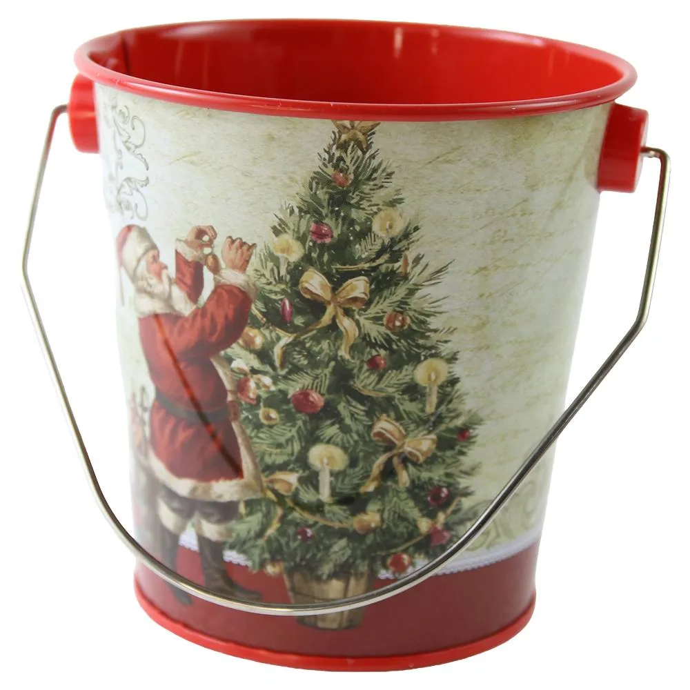 Ghiveci tip galeata din metal "Merry Christmas" 10x10 cm
