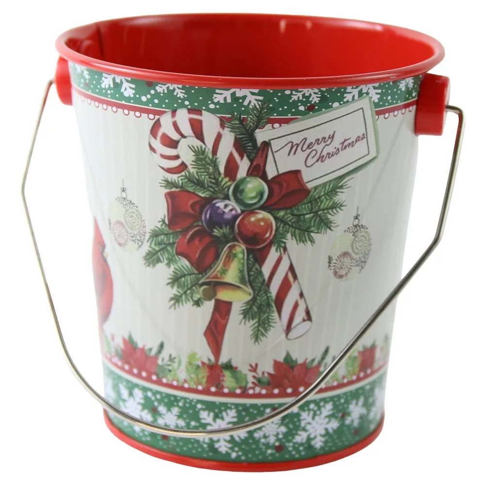 Ghiveci tip galeata din metal "Merry Christmas" 10x10 cm