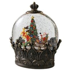 Ornament de Craciun muzical cu LED si efect de ninsoare Mos Craciun 16x20.5 cm