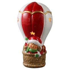 Figurina decorativa de Craciun din ceramica 9x15.5 cm - Copil in balon cu aer cald