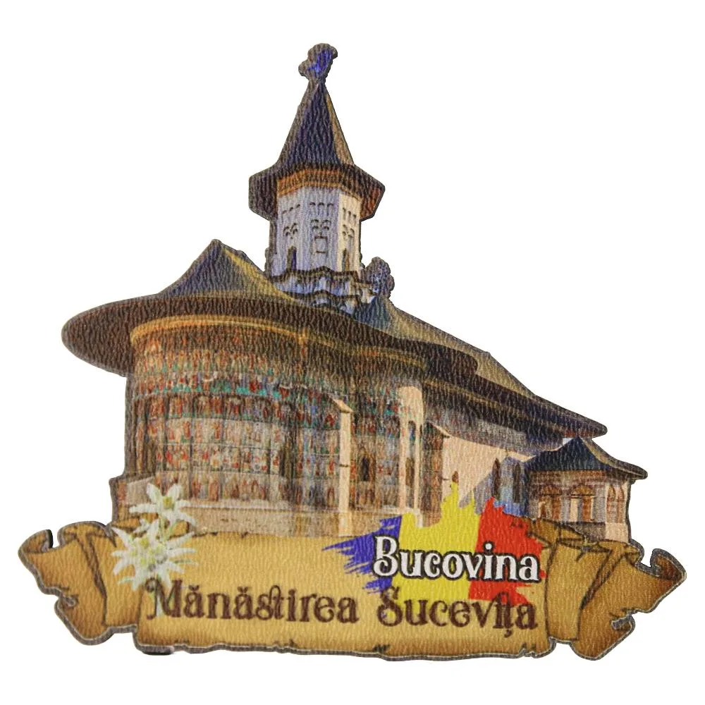 Magnet de frigider din placaj "Manastirea Sucevita" 9x8 cm Magnet de frigider din placaj "Manastirea Sucevita" 9x8 cm
