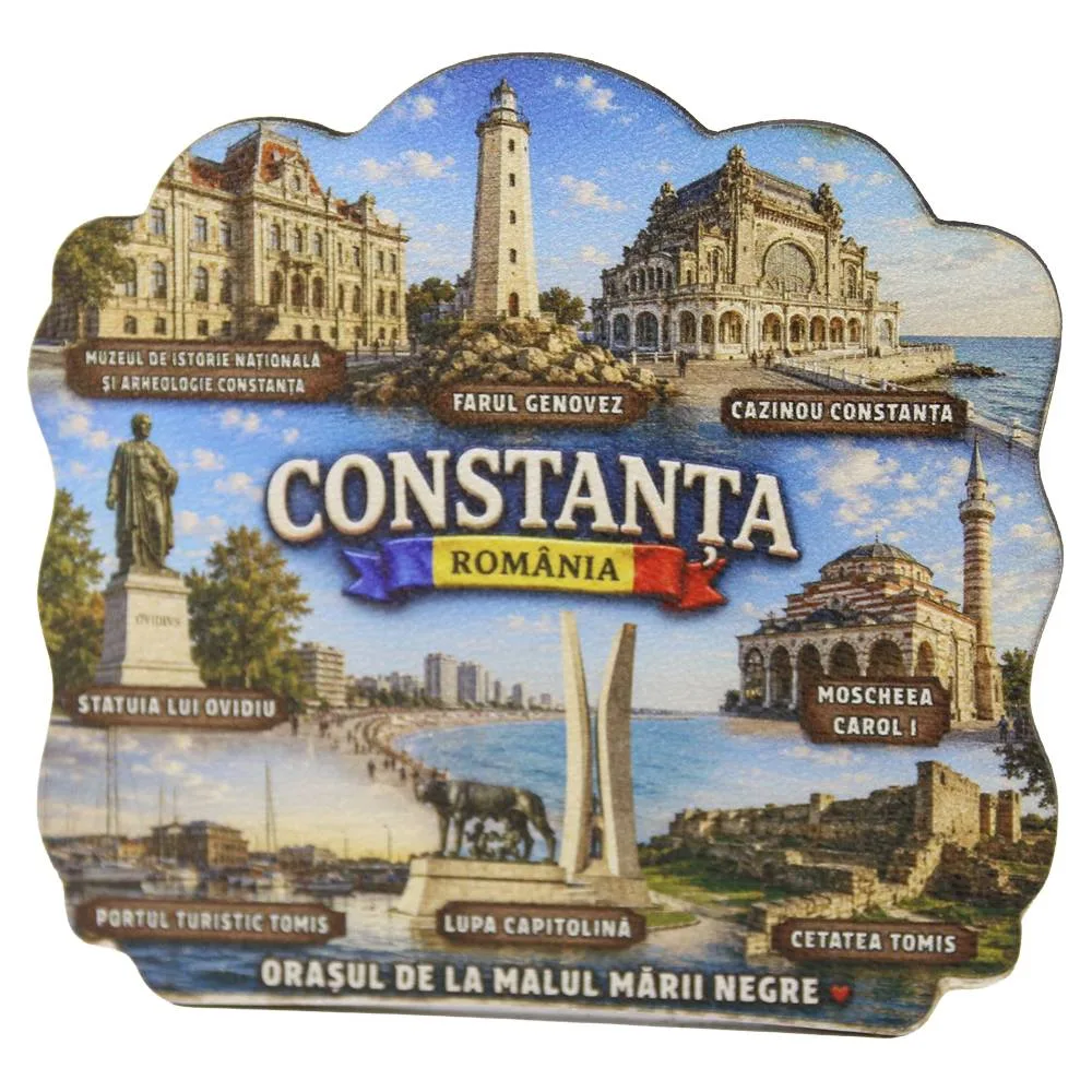 Magnet de frigider din placaj "Constanta" 8x7.5 cm