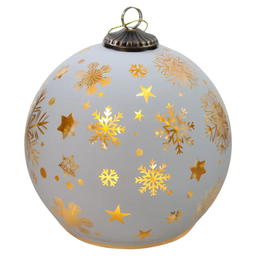 Glob decorativ de Craciun din sticla cu LED 12 cm Glob decorativ de Craciun din sticla cu LED 12 cm