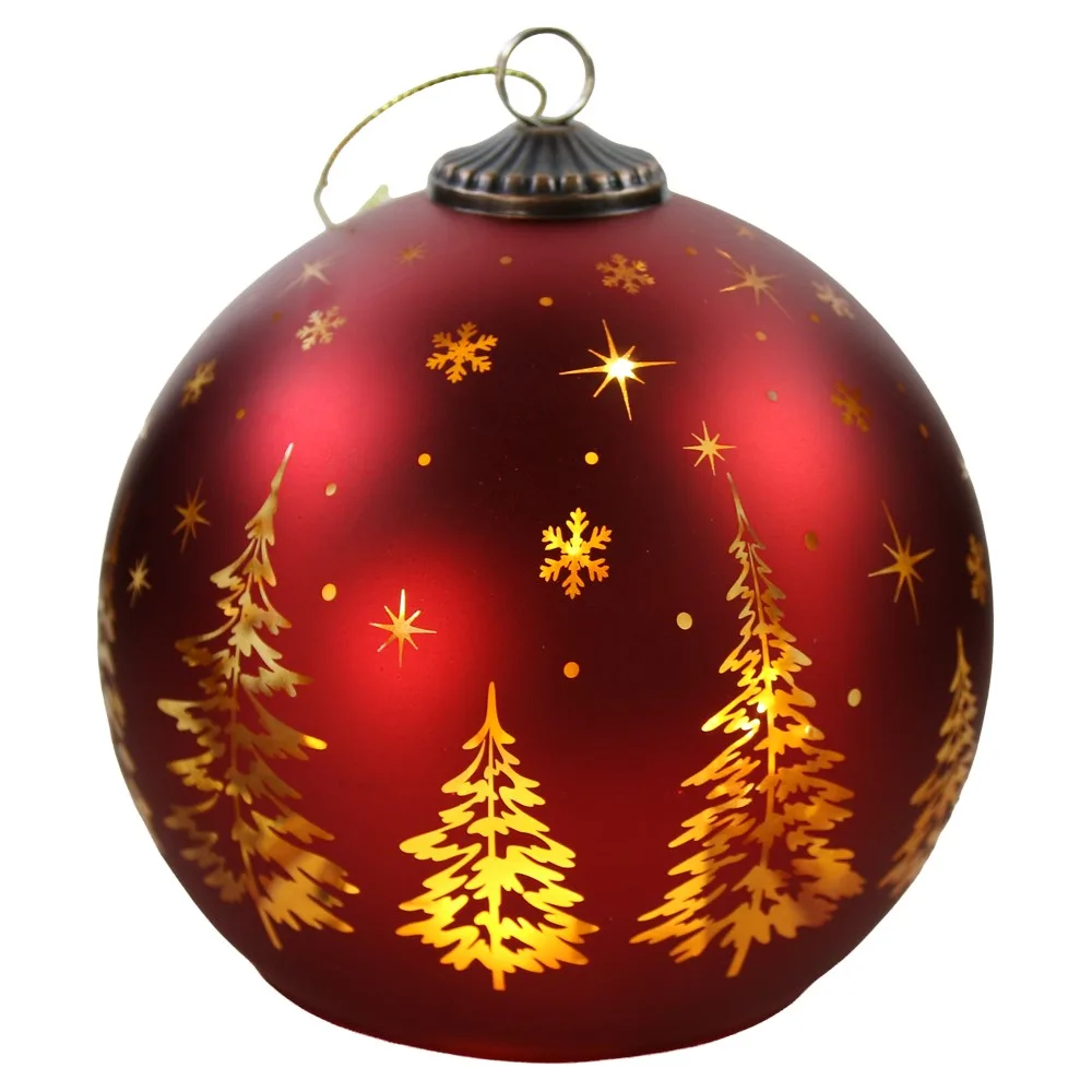 Glob decorativ de Craciun din sticla cu LED 12 cm Glob decorativ de Craciun din sticla cu LED 12 cm