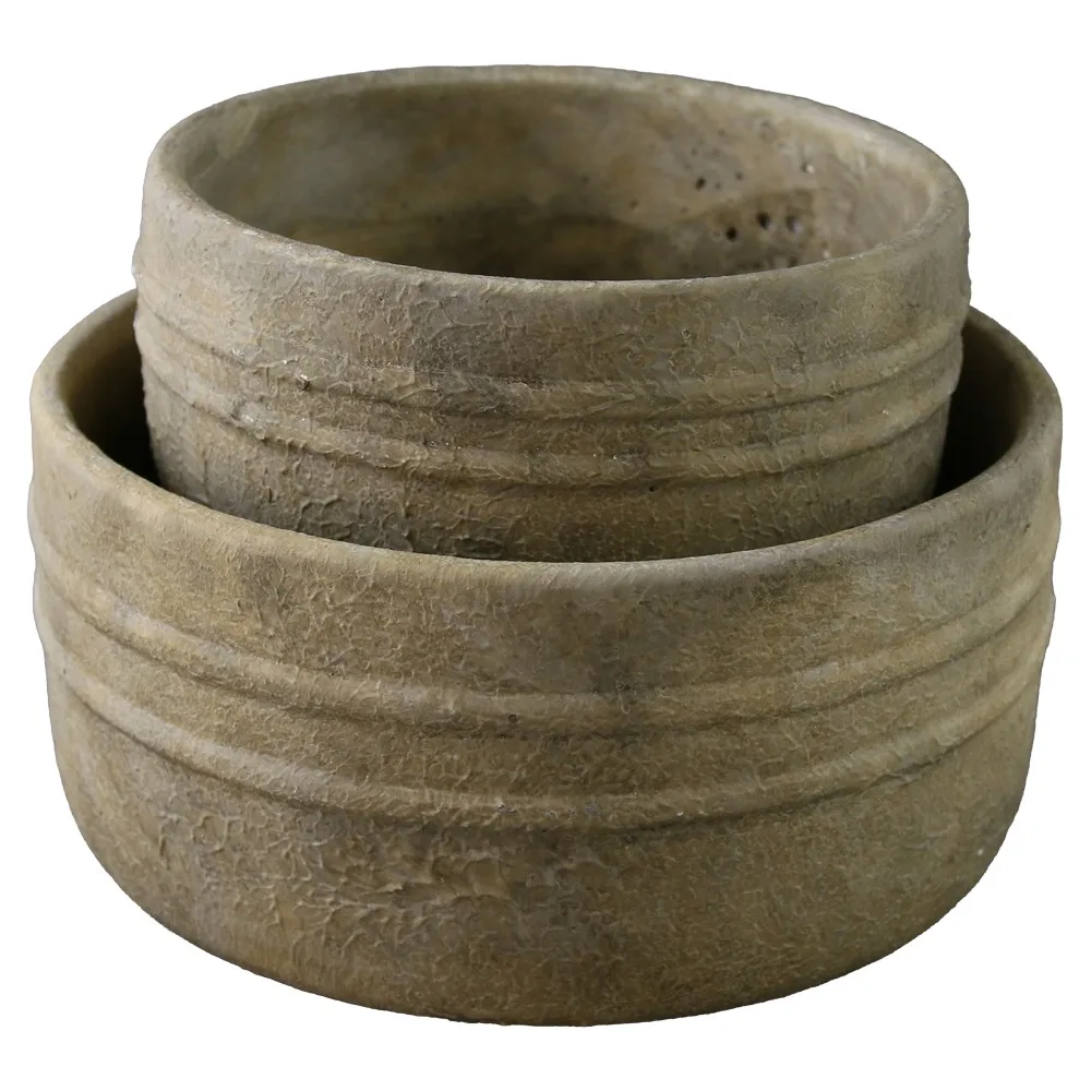 Set 2 ghivece rotunde din beton 20 x 10 cm/16 x 8 cm