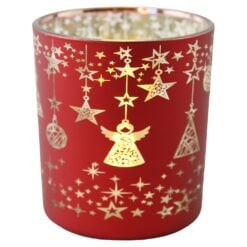 Candela din sticla rosie 7 x 8 cm