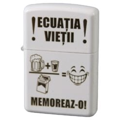 Bricheta metalica alba Ecuatia vietii 3.8 x 5.5 cm