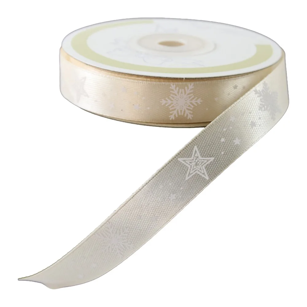 Rola panglica satin cu motive de Craciun 15 mm x 25 m
