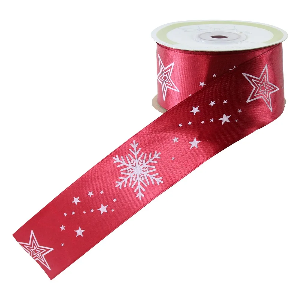 Rola panglica satin cu motive de Craciun 38 mm x 25 m