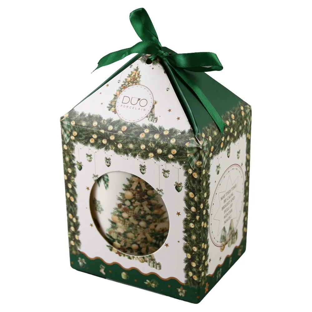 Cana de Craciun din portelan cu capac si infuzor metalic Tree Sparkle Cana de Craciun din portelan cu capac si infuzor metalic Tree Sparkle