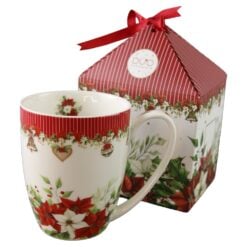 Cana de Craciun din portelan Christmas Flower 360 ml