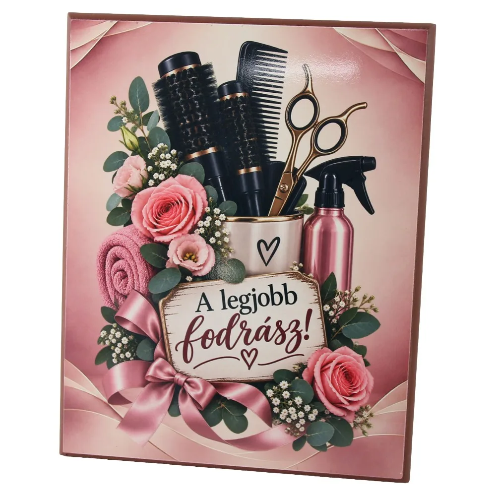 Placheta din MDF "A legjobb Fodrasz!" 20 x 25 cm