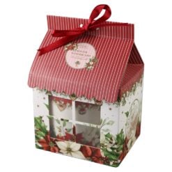 Cana de Craciun din portelan cu capac si infuzor metalic Christmas Flower