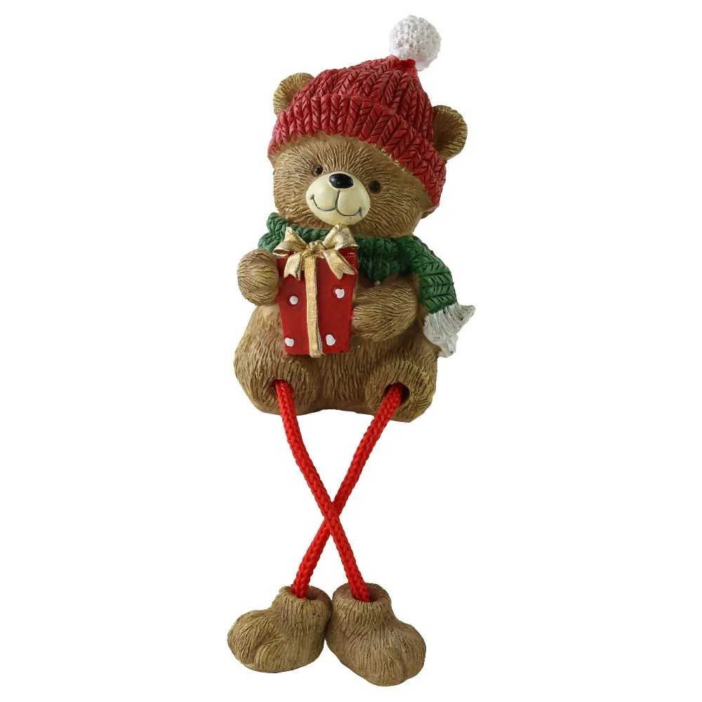 Figurina de Craciun ursulet cu picioare mobile din rasina 6/10/17 cm Figurina de Craciun ursulet cu picioare mobile din rasina 6/10/17 cm