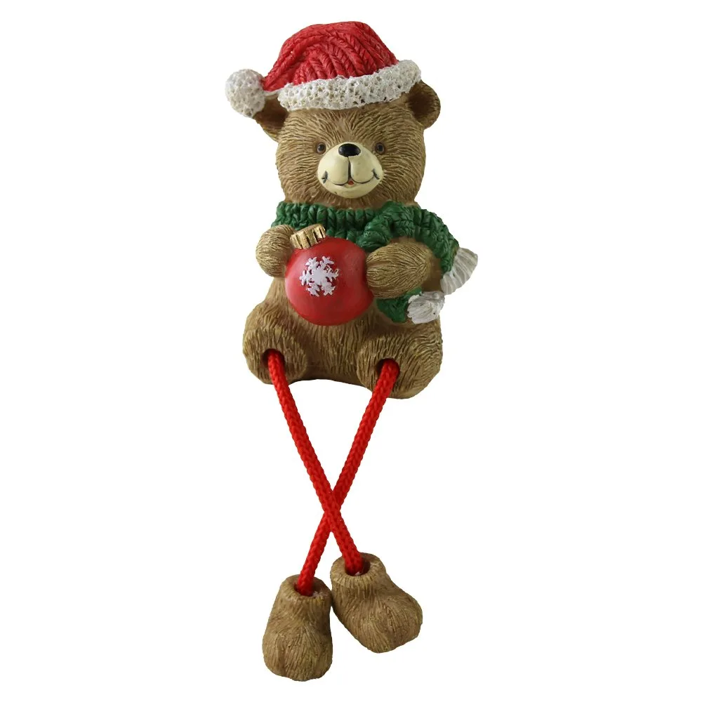 Figurina de Craciun ursulet cu picioare mobile din rasina 6/10/17 cm Figurina de Craciun ursulet cu picioare mobile din rasina 6/10/17 cm