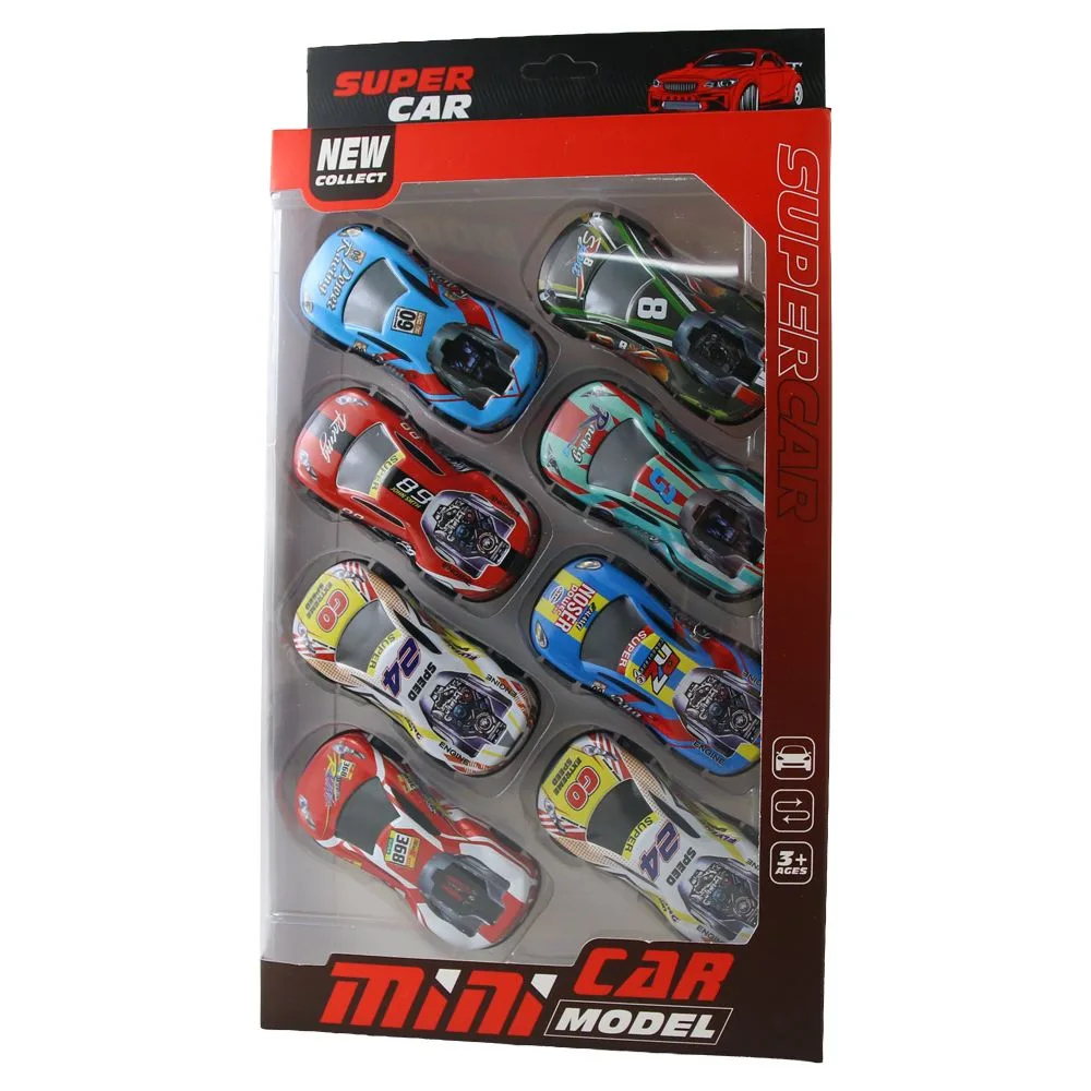 Set 8 masini de curse din plastic 8 cm