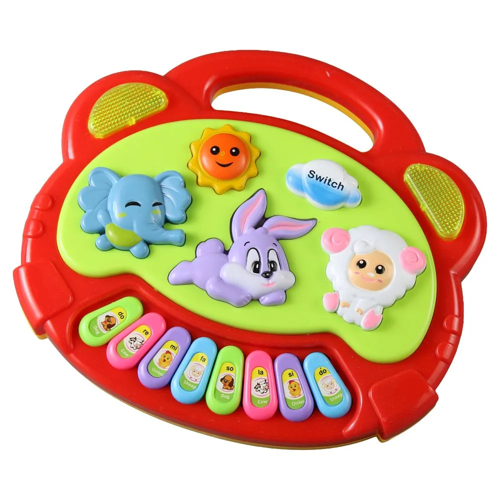 Pian muzical interactiv cu lumini si sunete de animale 18x16 cm Pian muzical interactiv cu lumini si sunete de animale 18x16 cm