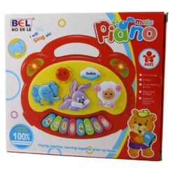 Pian muzical interactiv cu lumini si sunete de animale 18x16 cm