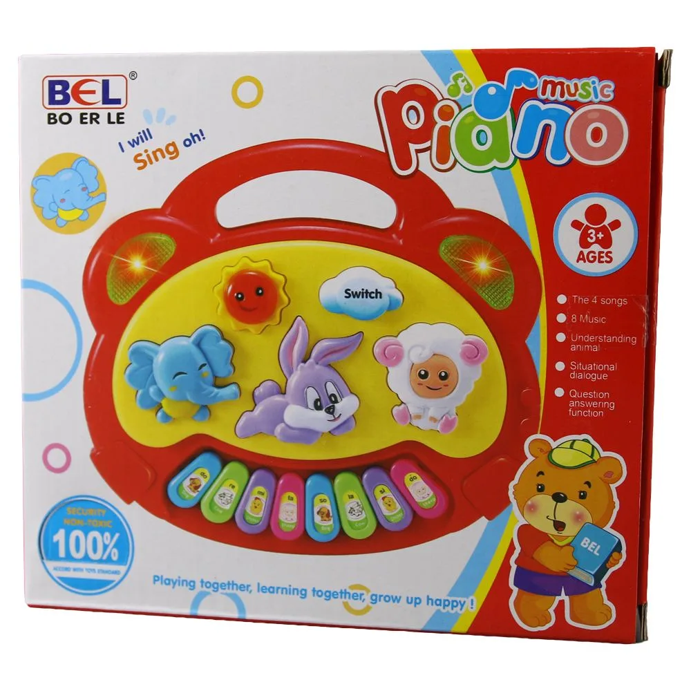 Pian muzical interactiv cu lumini si sunete de animale 18x16 cm Pian muzical interactiv cu lumini si sunete de animale 18x16 cm