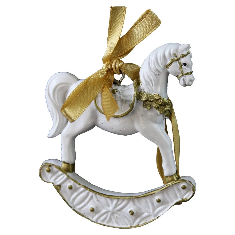 Ornament pentru brad Cal balansoar din rasina 8 cm