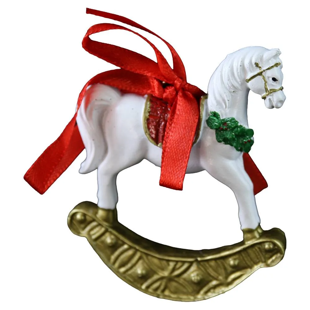 Ornament pentru brad Cal balansoar din rasina 8 cm Ornament pentru brad Cal balansoar din rasina 8 cm