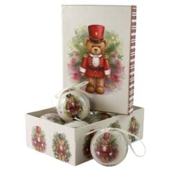 Set 6 globuri de brad din plastic Ursulet 6 cm