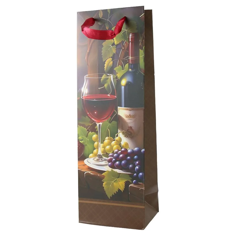 Punga cadou pentru bauturi din hartie 12x36 cm