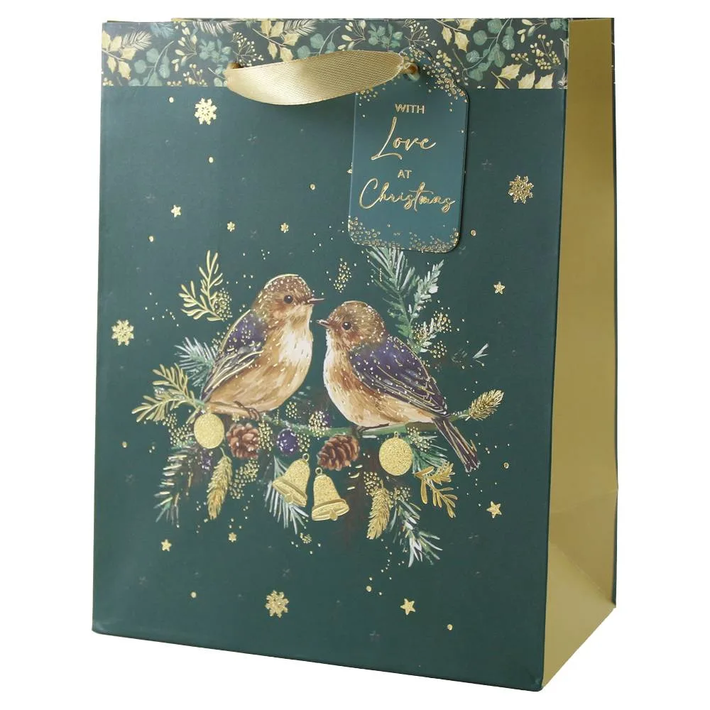 Punga cadou de Craciun cu eticheta "With Love at Christmas" 18x23 cm