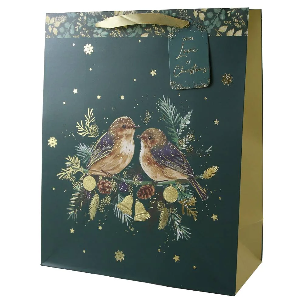 Punga cadou de Craciun cu eticheta "With Love at Christmas" 26x32 cm