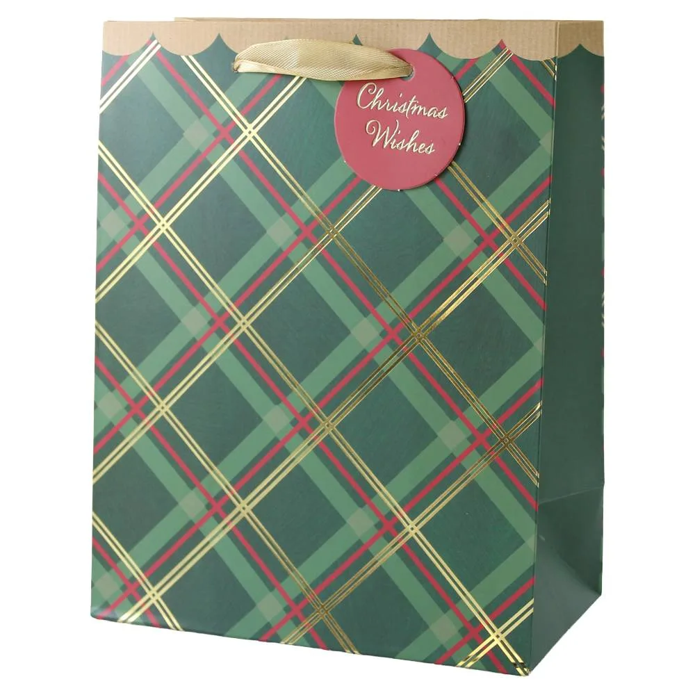 Punga cadou de Craciun cu eticheta "Christmas Wishes" 18x23 cm