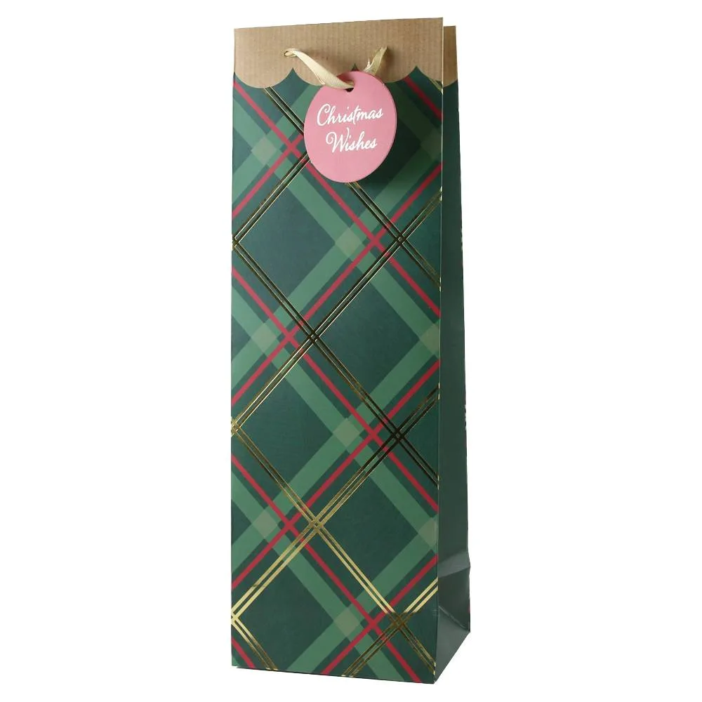 Punga cadou de Craciun pentru bauturi "Christmas Wishes" 12x36 cm