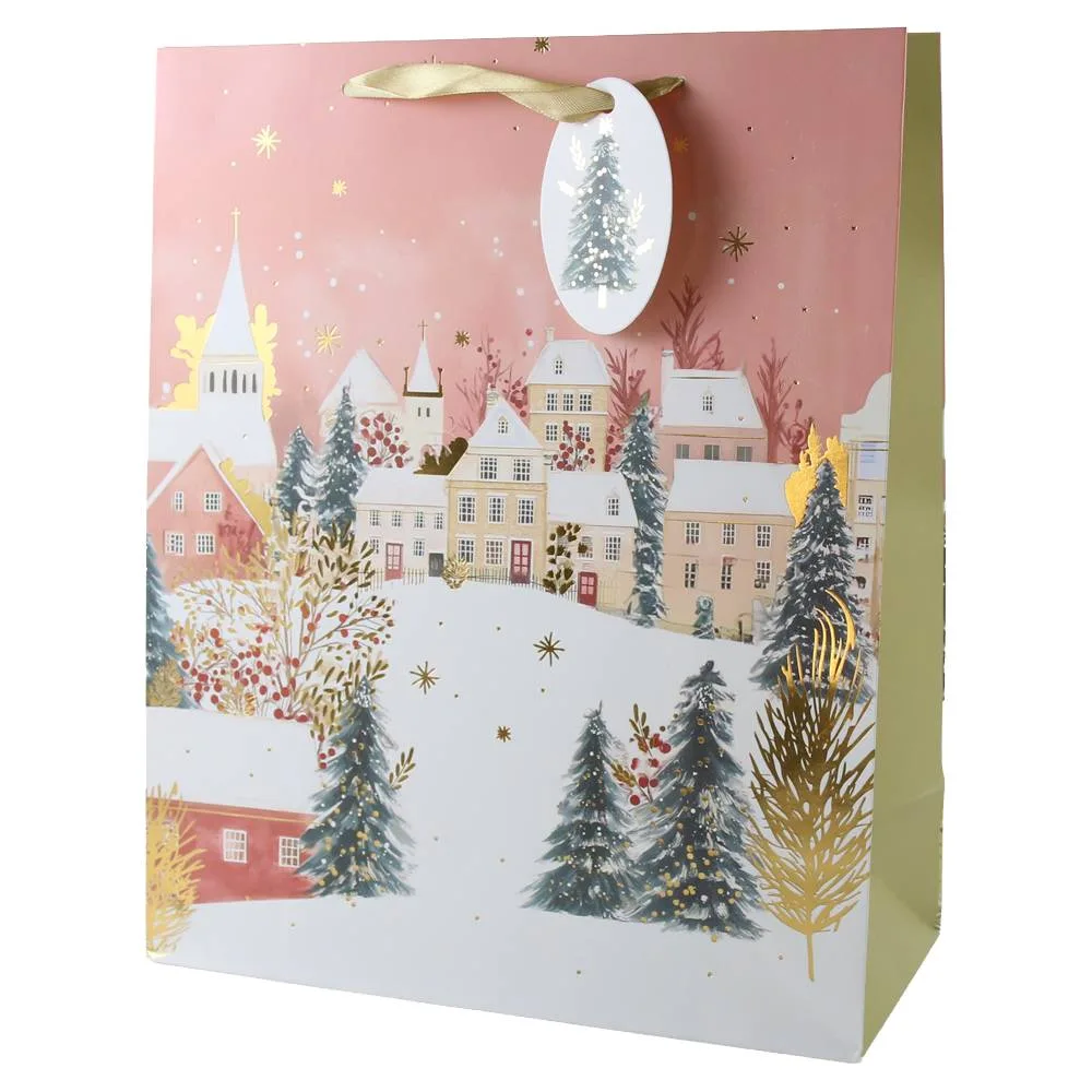 Punga cadou de Craciun cu eticheta 26x32 cm Punga cadou de Craciun cu eticheta 26x32 cm