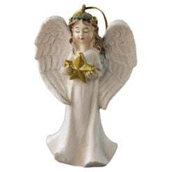 Figurina ingeras din rasina cu coroana cu agatatoare 10 cm