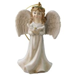 Figurina ingeras din rasina cu coroana cu agatatoare 10 cm
