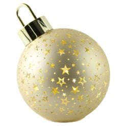 Glob decorativ auriu din sticla cu LED 15x17 cm