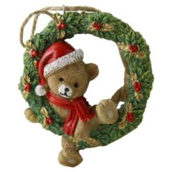 Ornament pentru brad Coronita cu ursulet din rasina 8 cm